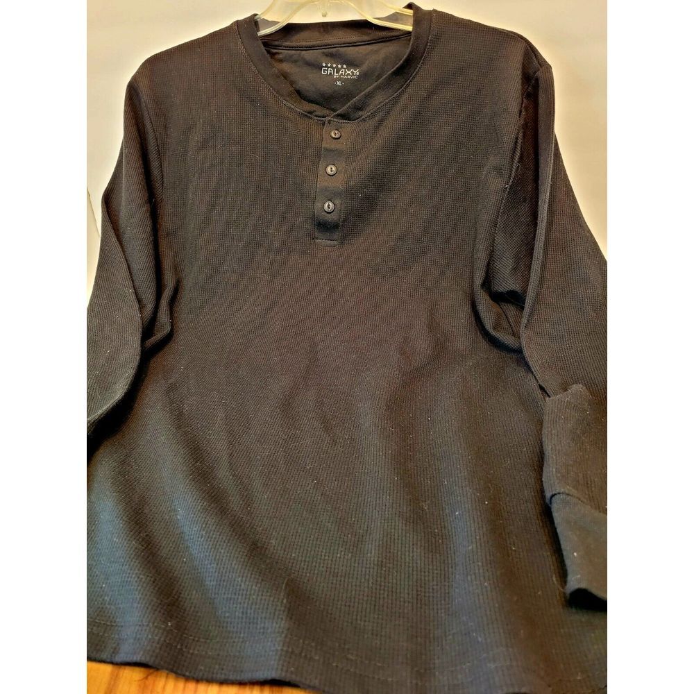 Galaxy mens black thermal shirt, LS,‎ size XL